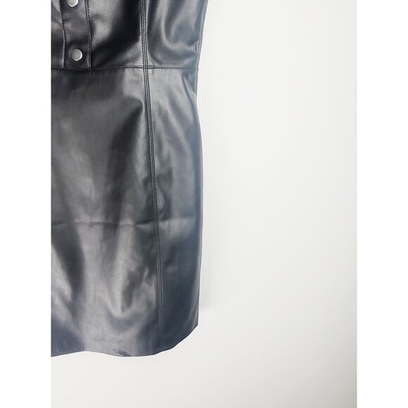 NEW BB DAKOTA Vegan Faux Leather Black Mini Dress - Size 6 - Picture 8 of 9